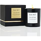 SAINT Cajetan Scented Candle with Prayer and Prayer Coin, Saint of Good Fortune and Employment, Soy Coconut Aromatherapy Candle with 50 Hour Burn Time