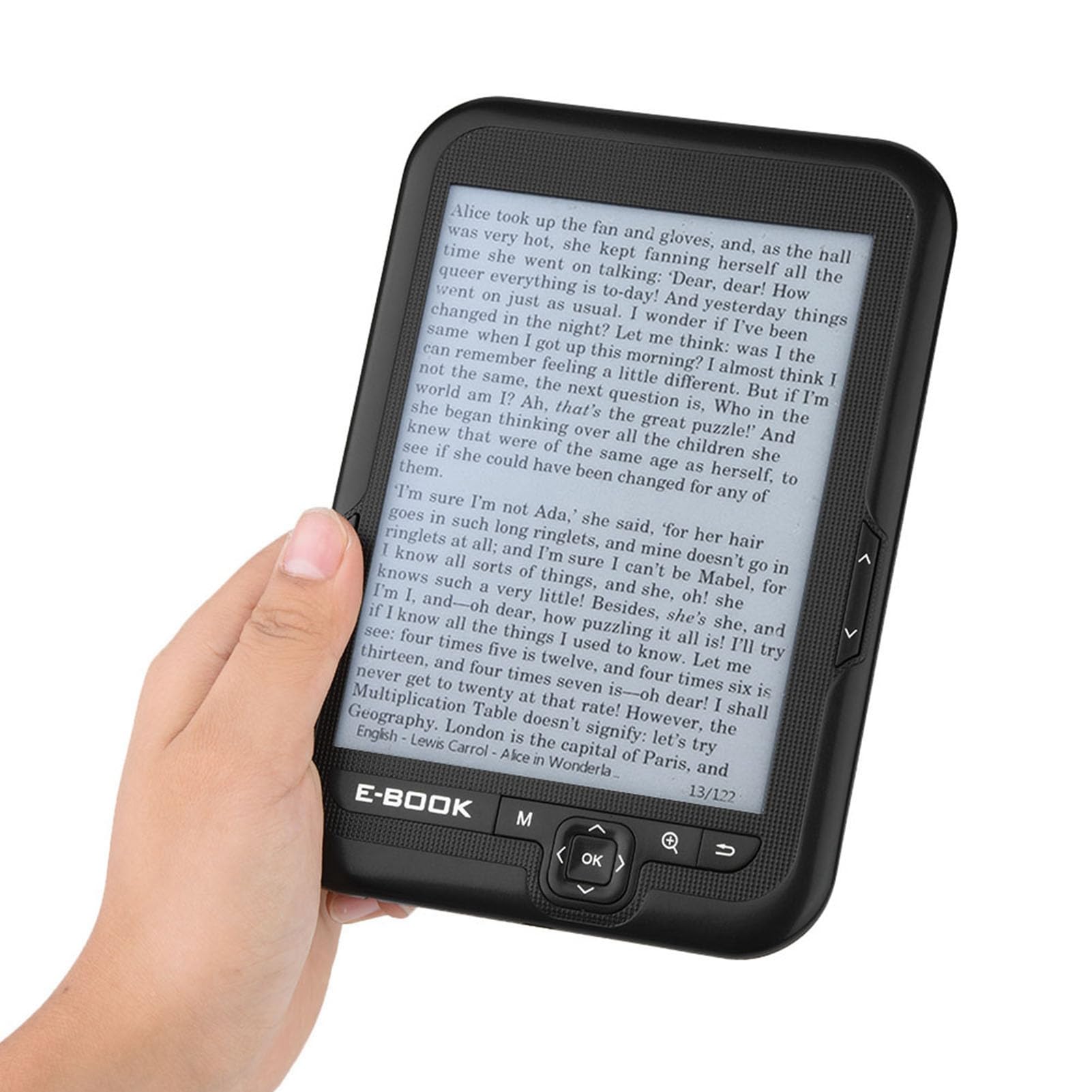 6'' Portable E-paper with 800x600 Resolution+Audio Player, E-reader E-book Reader with Electronic ink screen Available in 29 languages with A pair of headphone and Leather Case, 16/8/4GB(Black 8G)