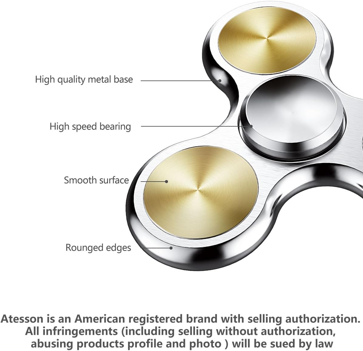 atesson fidget spinner toy 4 to 10 min spins ultra durable stainless steel