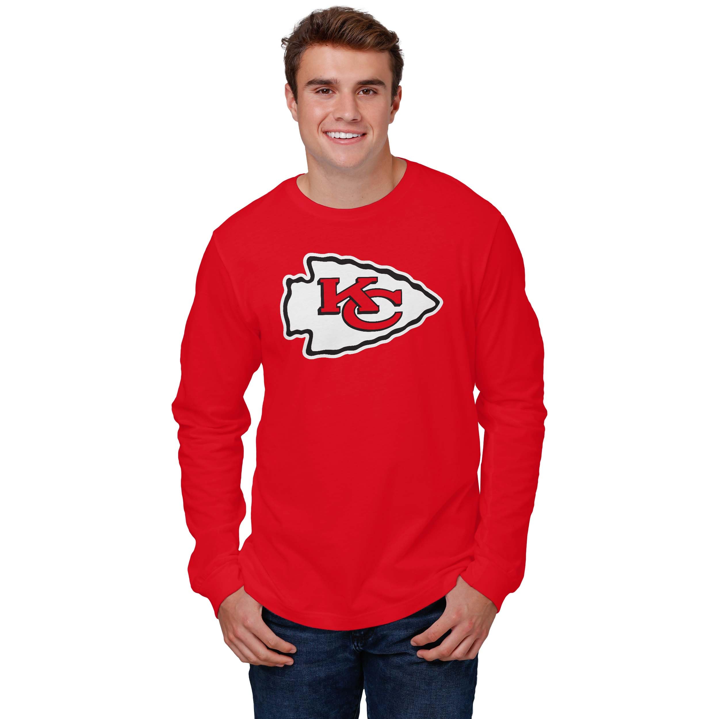 FOCO Kansas City Chiefs NFL Mens Primary Logo Long Sleeve T-Shirt - Red - XL Image