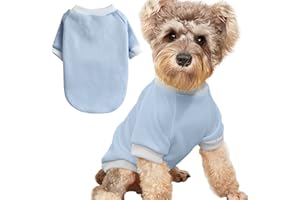 JOUHOI Puppy Sweater for Small Dogs Clothes Warm Winter Cat Clothe Pet Sweatshirt Knitwear Doggie Kitten Clothing, Light Blue, Medium