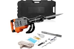 Uargd Electric Demolition Jack Hammer, 3500W Concrete Breaker, 1900 BPM Heavy-Duty Tool with 2 Chisels, Gloves, and 360° Adju