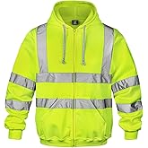 wefeyuv Hi Vis Men's Solid Color Reflective Visibility Sweatshirts Pullover