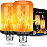 Y- STOP Upgraded Flame Light Bulbs, 4 Modes Flickering Light Bulb Outdoor with Upside Down Effect, E26 Base Flame Bulb for Christmas Decorations Outdoor, Halloween Lights, Party Decor (2 Pack)