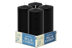 Hyoola Black Pillar Candles 2x6 Inch - 4 Pack Unscented Pillar Candles - European Made