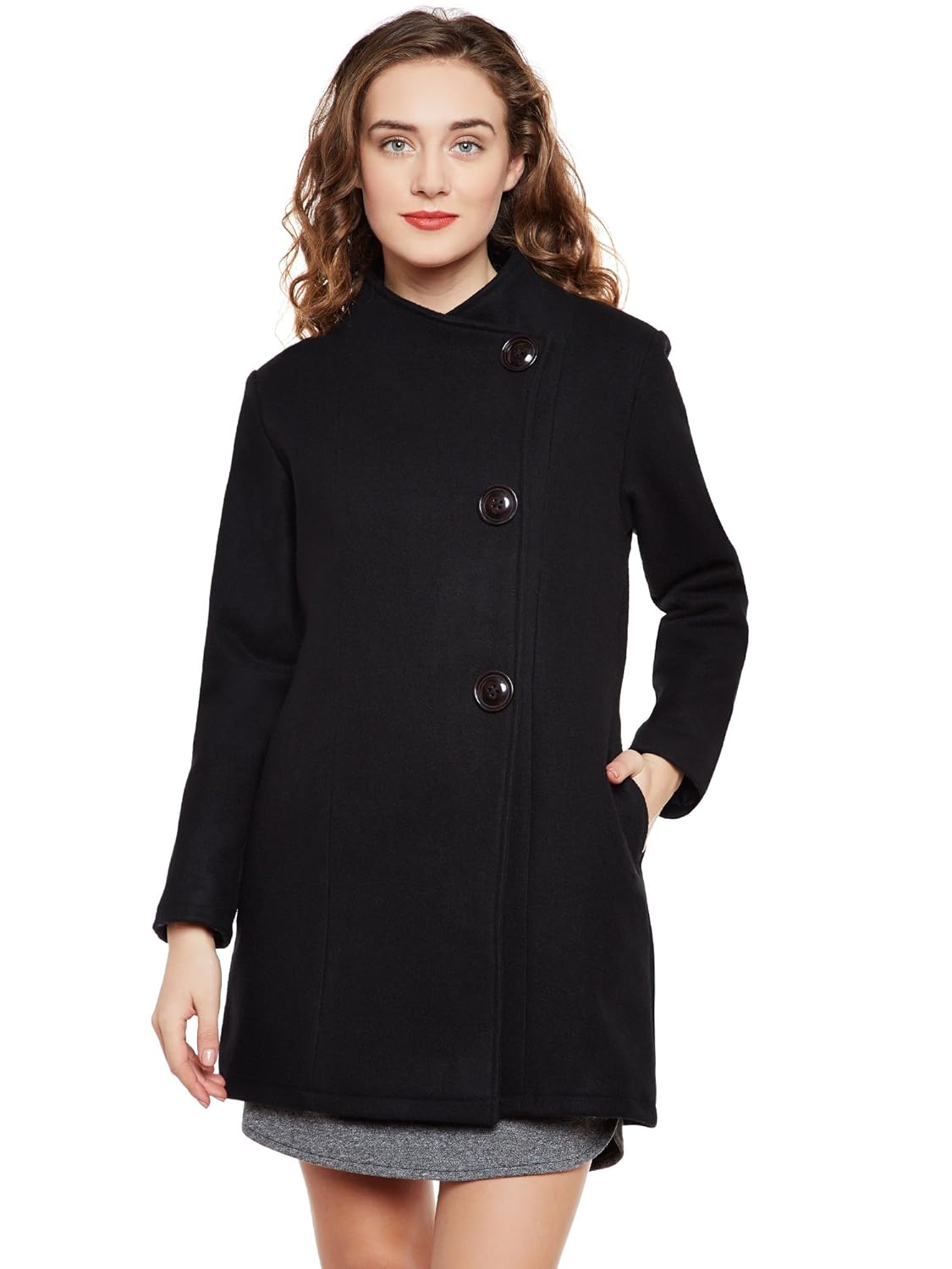 martini women woolen long winter coat (black, xx-large)