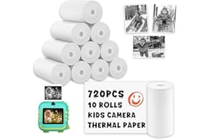 FASIONMIOR 720Pcs Thermal Paper for Kids Camera Instant Print, 57x25mm Instant Print Paper, 10 Rolls Kids Camera Instant Print Paper Compatible with Most Instant Print Cameras for Kids(72 Pcs/Roll)