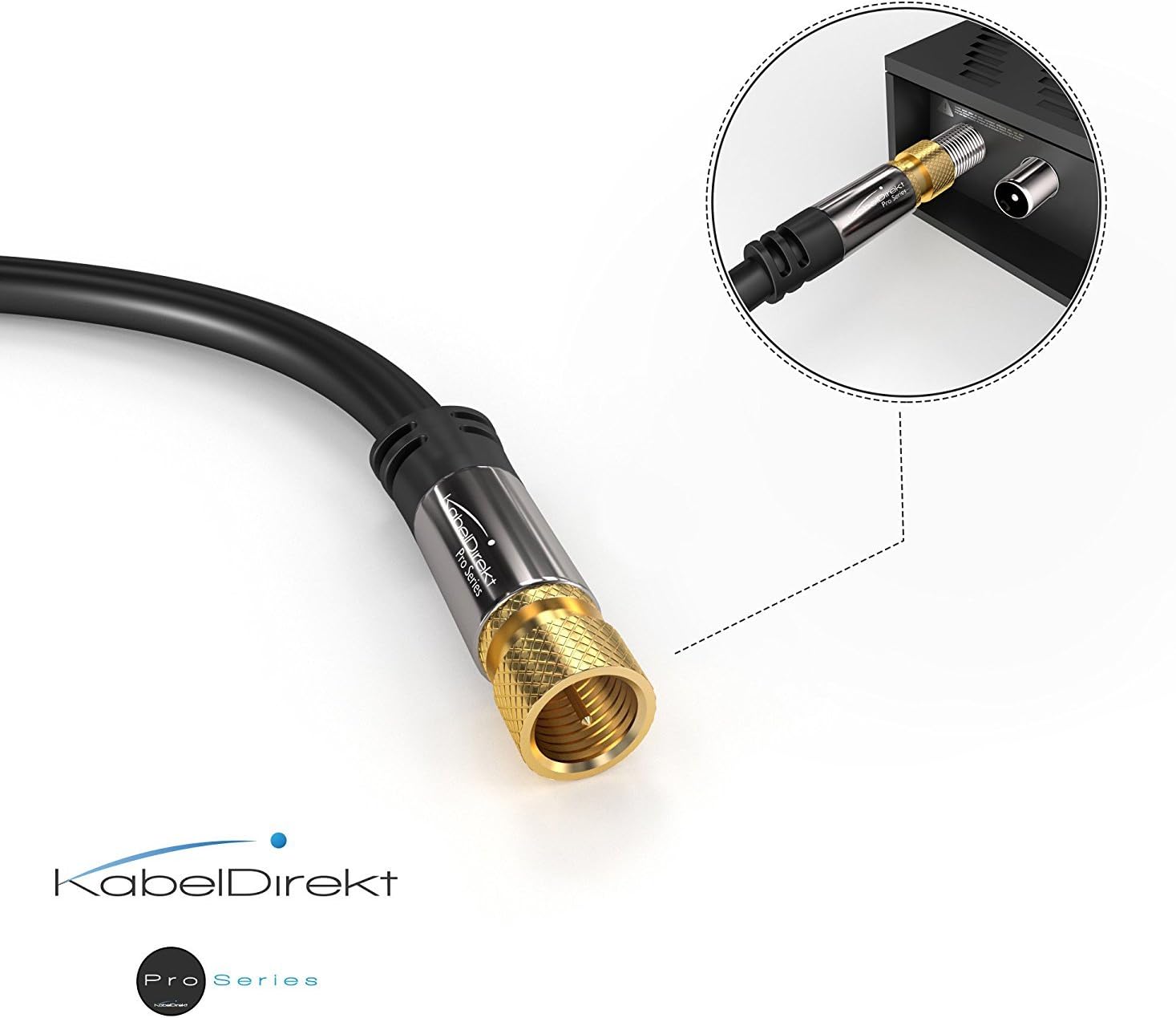 KabelDirekt Digital Coaxial Audio Video Cable (25 feet) Satellite Cable Connectors - Coax Male F Connector Pin - Coax Cables for Satellite Television - Pro Series: Home Audio & Theater