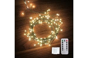 Dailyart 6feet 120 LED Starry Lights, Battery Operated Waterproof Dark Green Copper Wire Fairy Light String Light for Garland, Wreath, Patio, Garden, Wedding, Party, Xmas