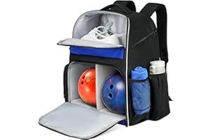 Bowling Backpack, Bowling Ball Bag for Bowling Accessories, Fits A Pair of Bowling Shoes Up to Size 16 for Men