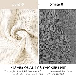 RECYCO Cable Knit Cream White Throw Blanket for