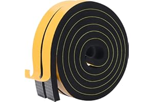 KAPOOSY Weather Stripping Door Seal, 3/4 Inch W X 3/8 Inch T Adhesive Foam Tape, Window Door Draught Excluder Air Conditioner Gasket Foam Tape, Total Length 13 Feet (6.5ft x 2 Rolls)