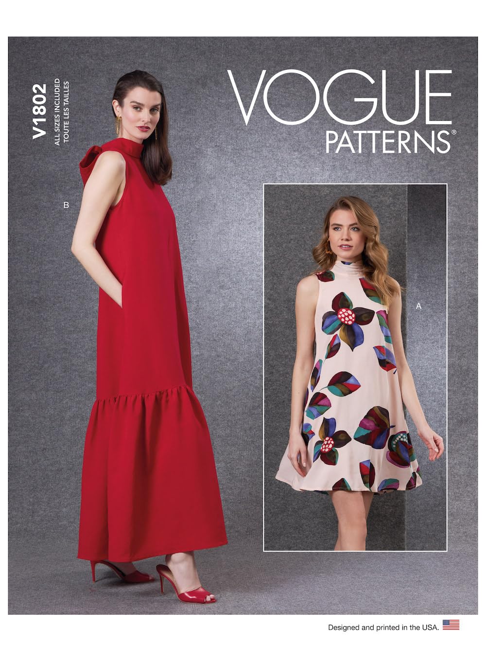Vogue Patterns V1802A Misses Dress A (XS-S-M-L-XL-XXL)