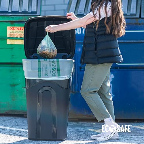 EcoSafe-6400 HB4248-85 Certified Compostable Bag 42x48 Green Bags For 55 Gallon Bin Extra Strong Leak Puncture And Tear Resistant Food Scraps Bin Liners Pack Of 80-174629