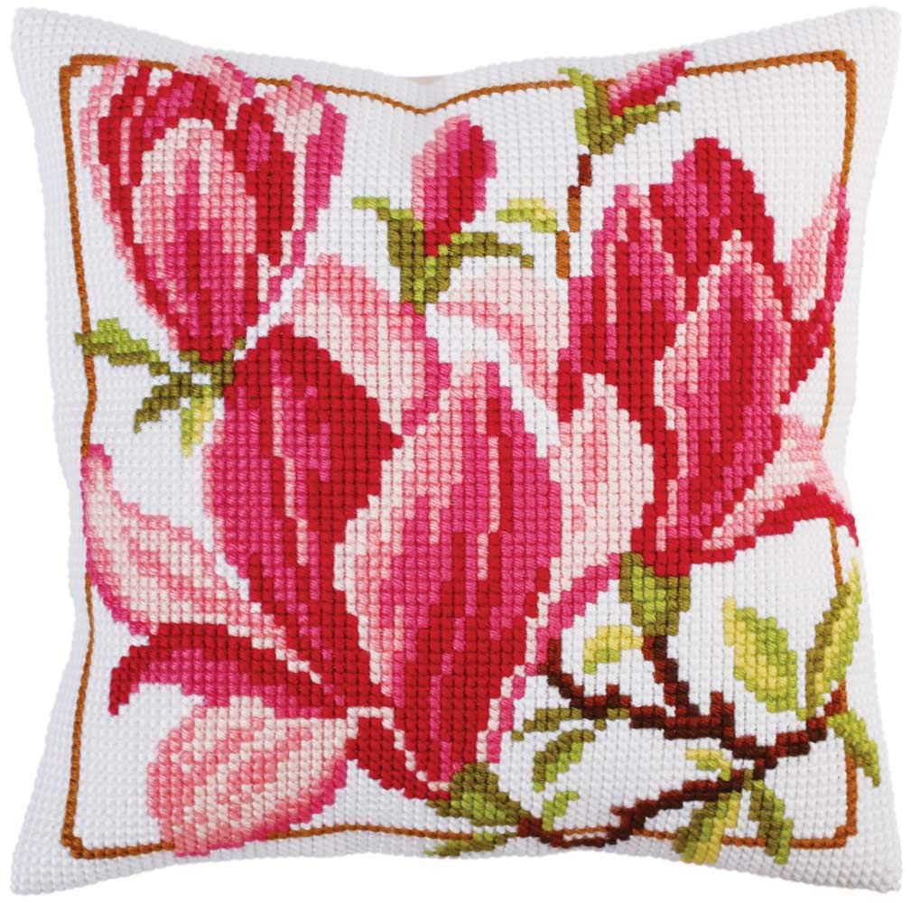Collection d'Art Cushion KIT/Magnolia FLOWERS/40 X 40, 40 x 40cm, Multicolor