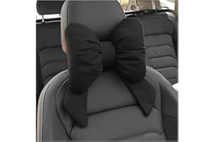Figpade Cute Bow Car Headrest Pillow,Comfortable & Breathable Car Neck Pillows for Relief Neck Fatigue,Universal Head Rest Pillow for Cars Decoration as Birthday Gifts for Women,Girl (Black)