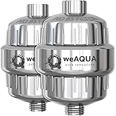 weAQUA Heavy Duty Shower Filter Family 2 PACK – 99% Removal for Hard Water, Chlorine, Fluoride, Heavy Metals, Micro-life, Organics and More (Chrome)