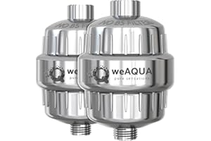WeAQUA Heavy Duty NO BS Shower Filter Family 2 Pack – 99% Removal Shower Head Filter for Hard Water, Chlorine, Heavy Metals, 