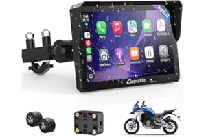 Carpuride W702T PRO for Motorcycle CarPlay & Android Auto & TPMS & Dual Bluetooth - 7" Waterproof GPS Navigation Screen for Motorbike, Music Sharing, Intercom, EQ, Light Sensor, Compass, Barometer