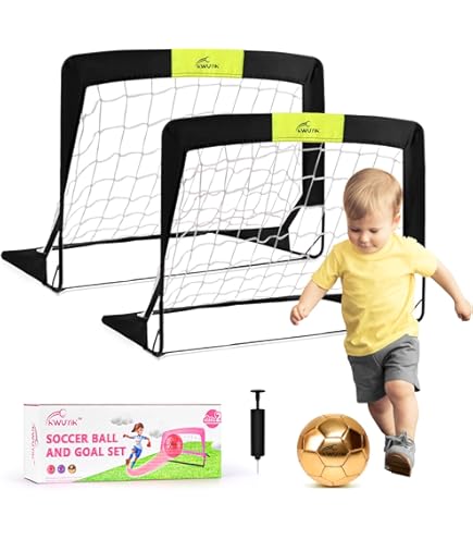 Mini Football Goal Set For Kids - Junior Football Goal With Net, Ball And Pump - Ideal For Garden And Indoor Play - Soccer Training For Toddlers Boys And Girls Age 3