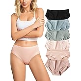 Buankoxy Womens Cotton Soft Underwear Low Rise Breathable Bikini Briefs Panties 6 Pack