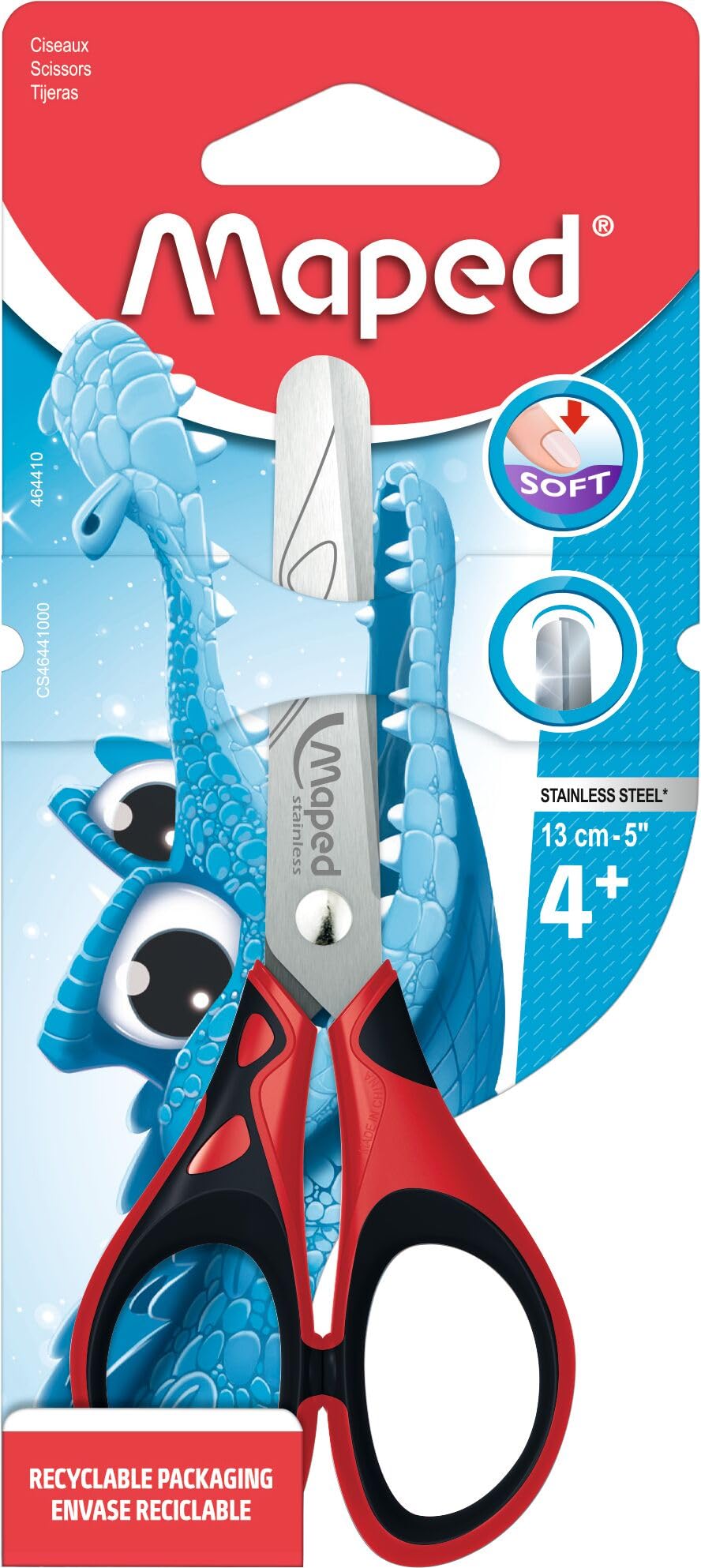 Maped Safety Stainless Steel Scissors, 13cm, Soft Grip, Rounded Tip, Assorted Colors