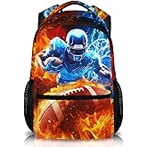 CustomWish Boys Backpack, Football Backpacks for Kids Teens, 17 Inch Lightweight Sport School Bookbag for Elementary Middle Primary High Senior, Boys Back to School Supplies