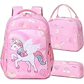 Meisohua Girls Backpack with Lunch Box 3 in 1 Set Kids Backpack for Girls Preschool Kindergarten Elementary School Backpack