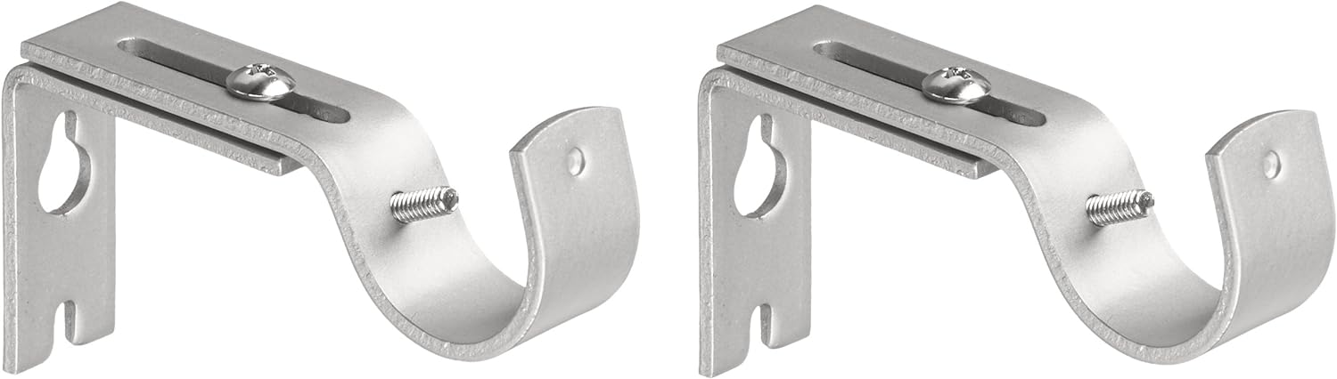 Basics Adjustable Curtain Rod Wall Bracket Hooks, Set of 2, Silver Nickel: Home & Kitchen