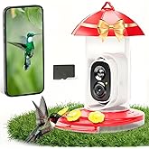 Hummingbird Feeder with Camera, Hummingbird Feeders for Outdoors with 2K Bird Watching Camera, AI Identify Species, Ant & Bee Proof, Instant Notification, Idea Gift for Bird Lover