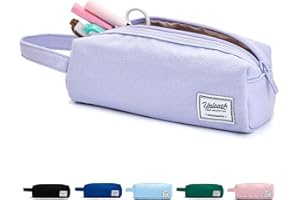 SPACEMATE Pencil Case Pouch Box Bag School Supplies Girls Boys Kids, Cute Preppy Stuff Large Big Capacity Aesthetic Canvas Pen Organizer, Back to College Stationary, Purple, Simple Style, 1200ml