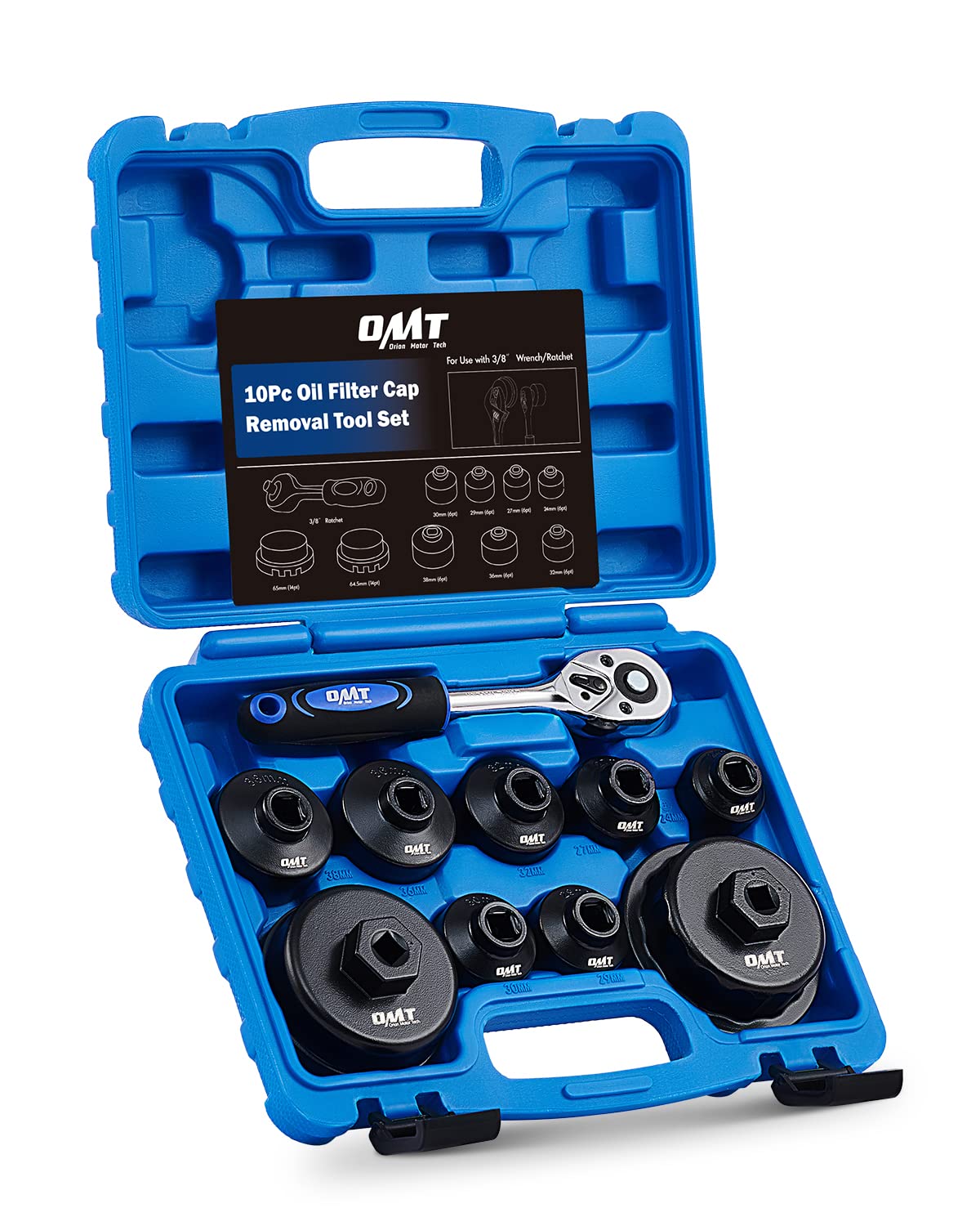 Photo 1 of Orion Motor Tech Oil Filter Wrench Set, 10pc Oil Filter Socket Set, 3/8" Drive Metric Oil Filter Cap Wrench Removal Tool Kit, Low Profile Oil Filter Socket Set Compatible with Toyota VW BMW Mercedes