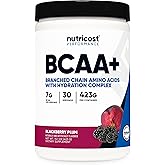 Nutricost BCAA Active with Glutamie, Citrullie, and Coconut Hydration Powder (BlackBerry Plum) 30 Servings - Branched Chain Amino Acids with Hydration Complex - Gluten-Free, Non-GMO