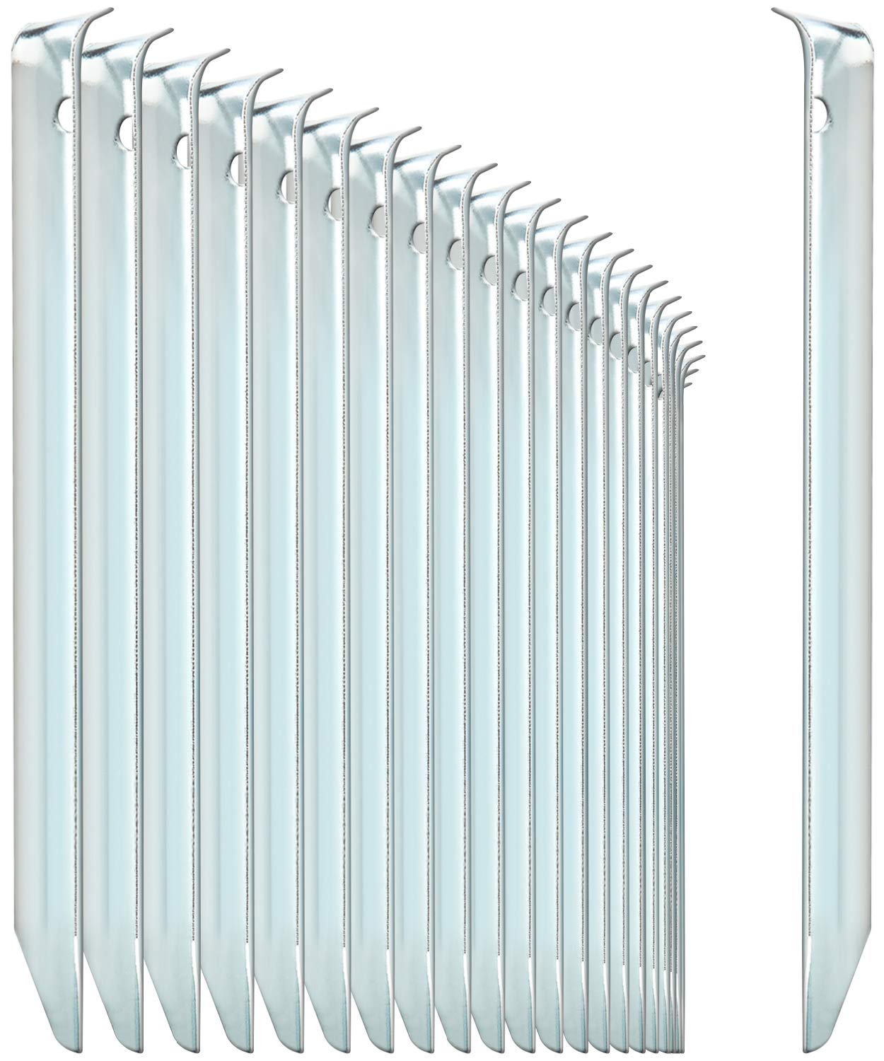 COM-FOUR® 24x tent pegs made of steel - semi-circular, robust ground pegs for camping and outdoors - ideal for normal ground - with a hole for a peg puller