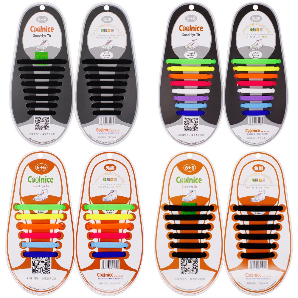 Pares Lazy No Tie Cordón de silicona para adultos y niños SENHAI