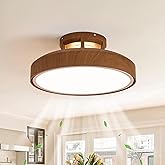 Monikessy Bladeless Ceiling Fans with Lights and Remote, 18.9" Farmhouse Embedded Ceiling Fan Light, Flush Mount Dimmable LED