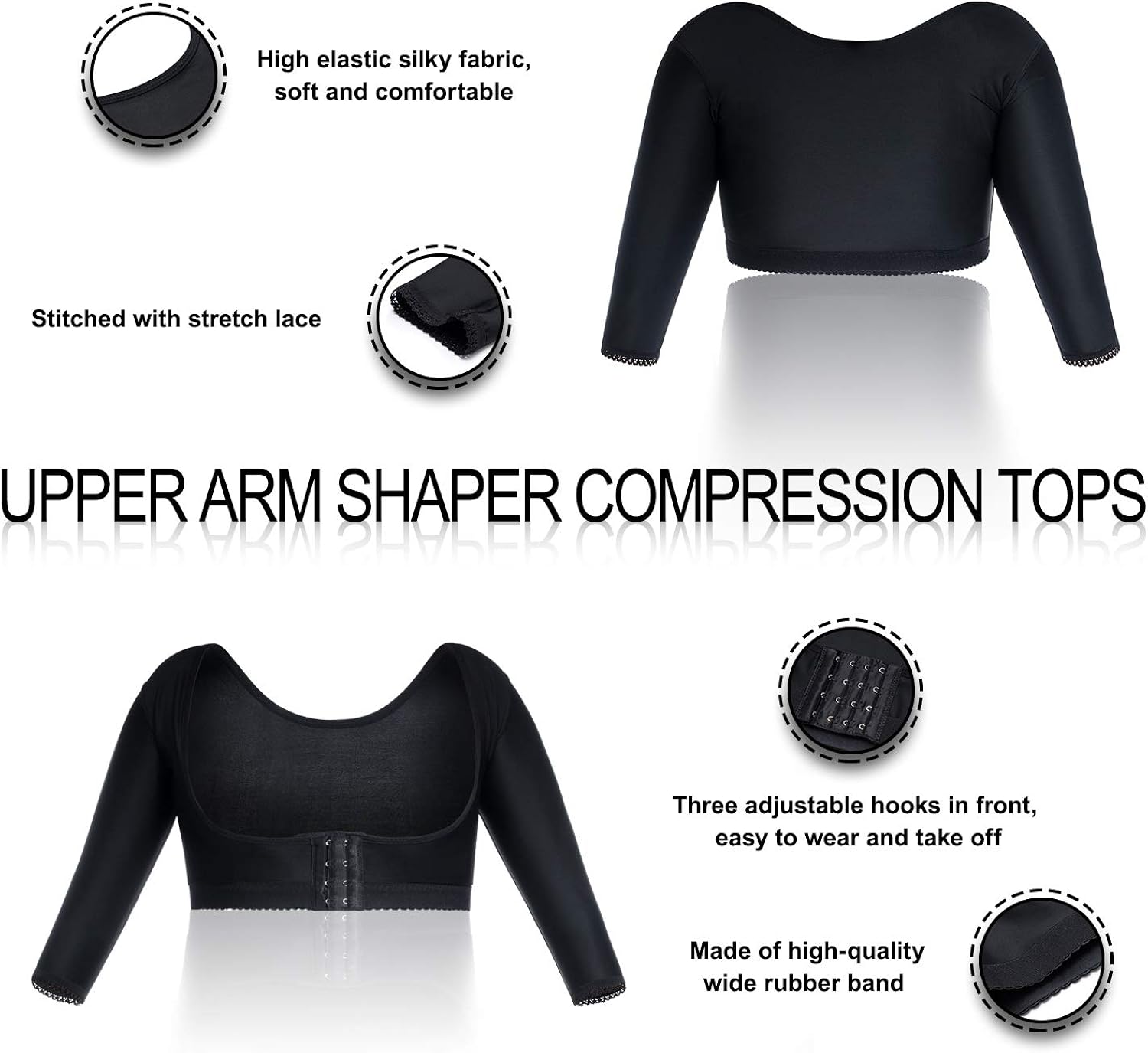 Wonderience Women Upper Arm Shaper Body Compression Sleeves Post Surgical Slimmer Humpback Posture Corrector Tops Shapewear at  Women’s Clothing store