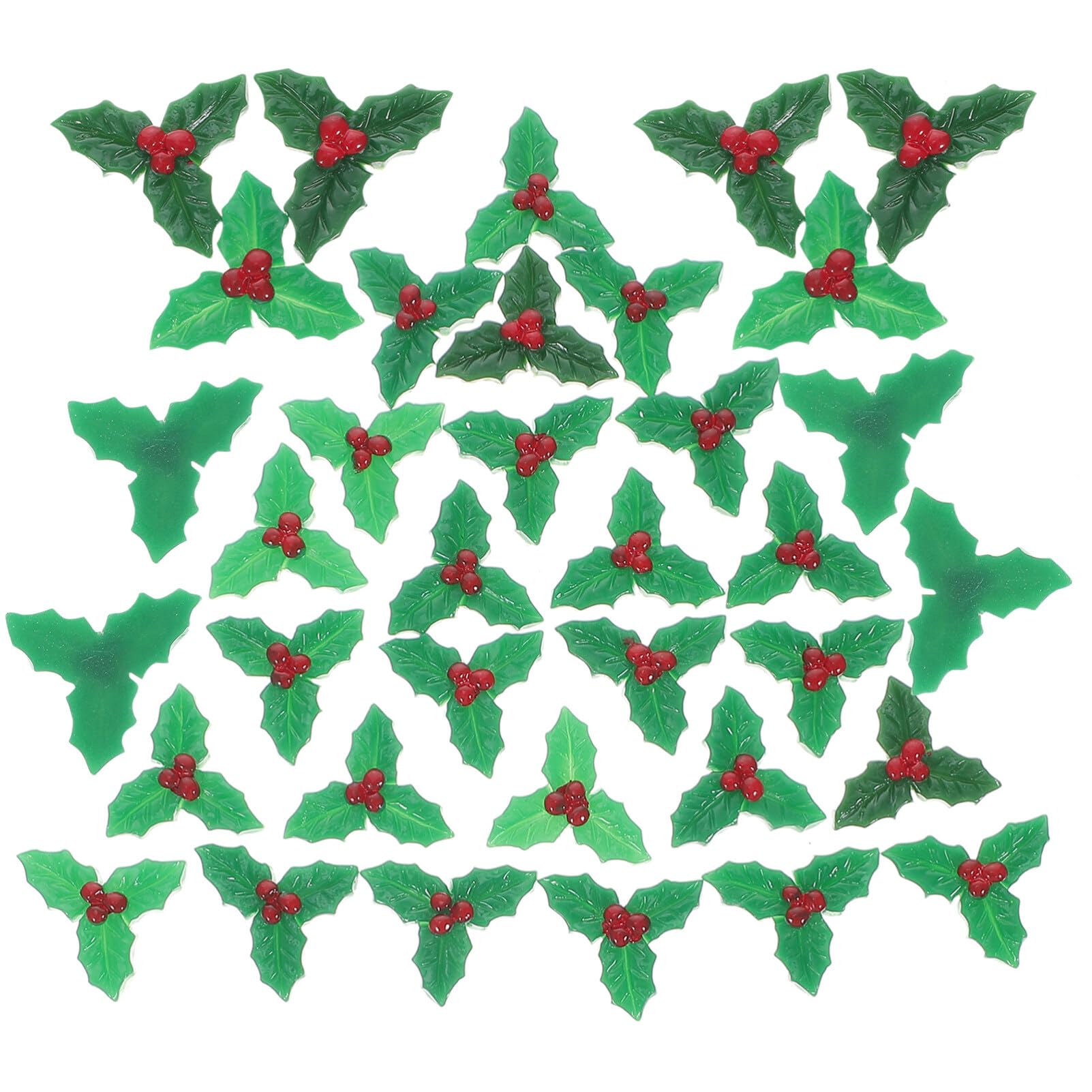 Abaodam 30pcs Christmas Micro Landscape felt snowflakes christmas tree berry picks faux berry flowers green decor mini accessories green accessories resin holly berries ornaments trinkets