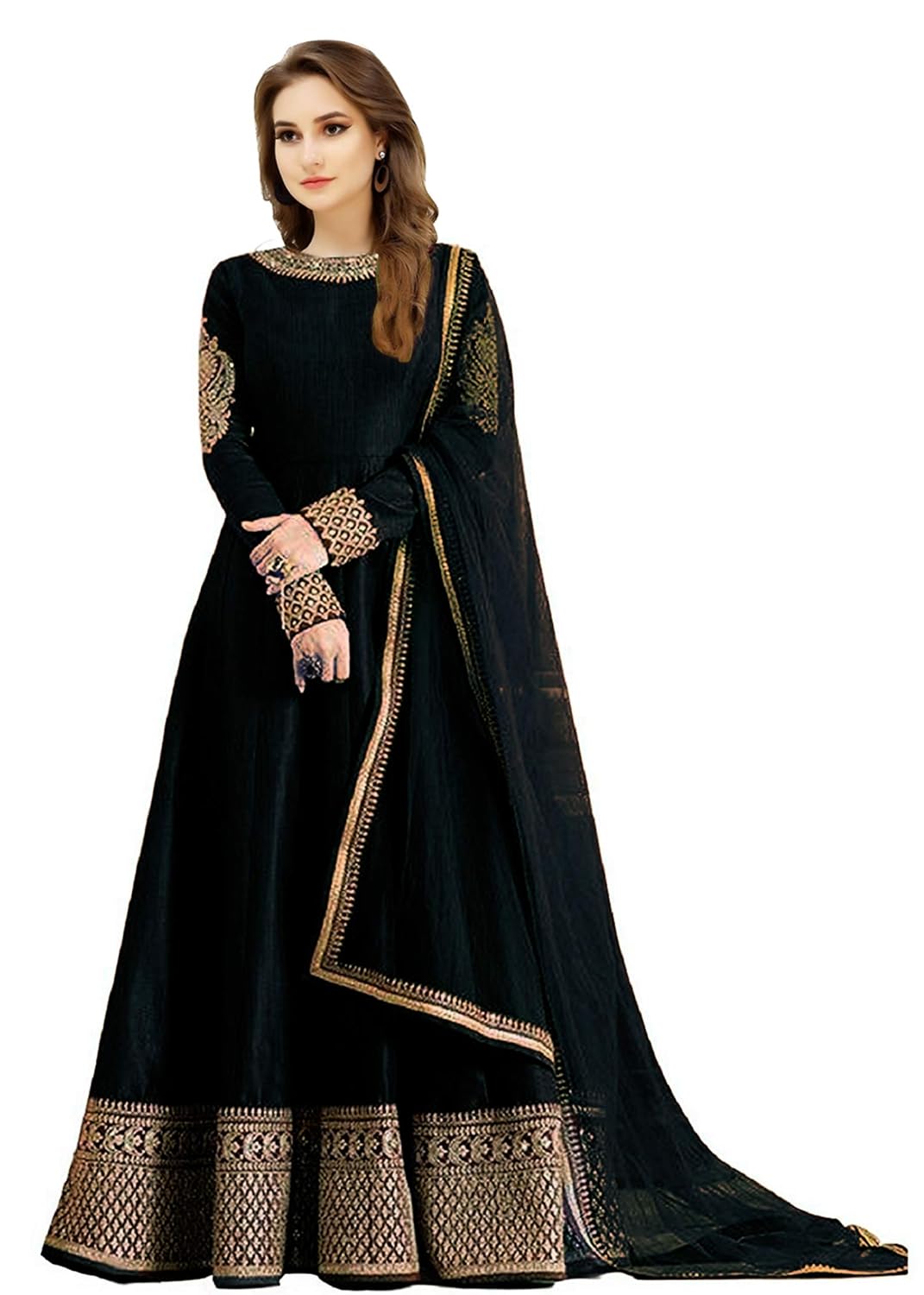 black long anarkali gown