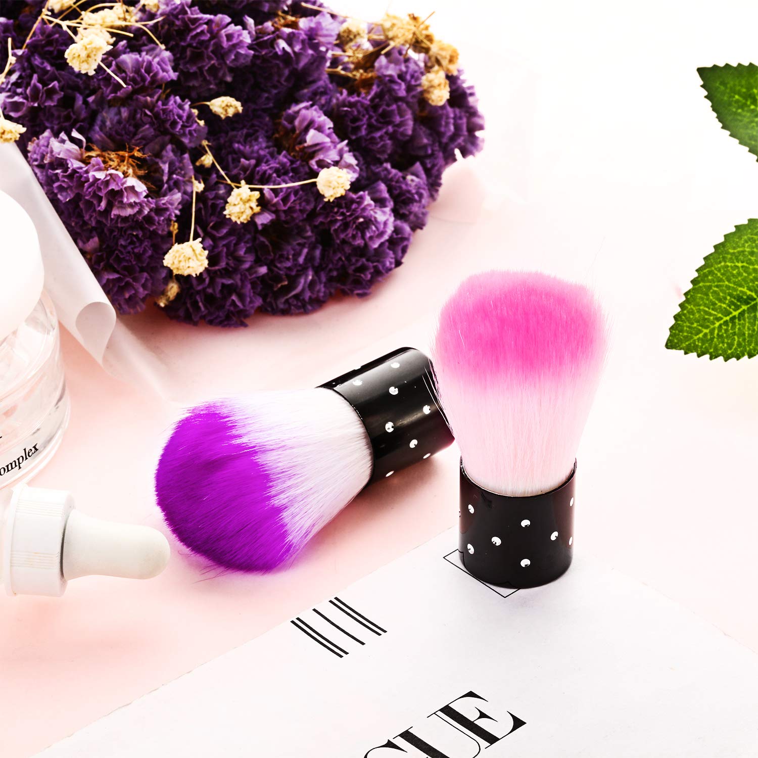4 Pieces Nail Art Dust Brush Soft Nail Art Dust Remover Powder Cleaner Kabuki Brushes Makeup Powder Blush Brushes Nail Art Tools (Pink, Purple): Beauty