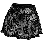 MakeMeChic Women's Floral Lace Mini Skirt Y2K Mesh Shher A Line Sheer Party Short Skirts Clubwear
