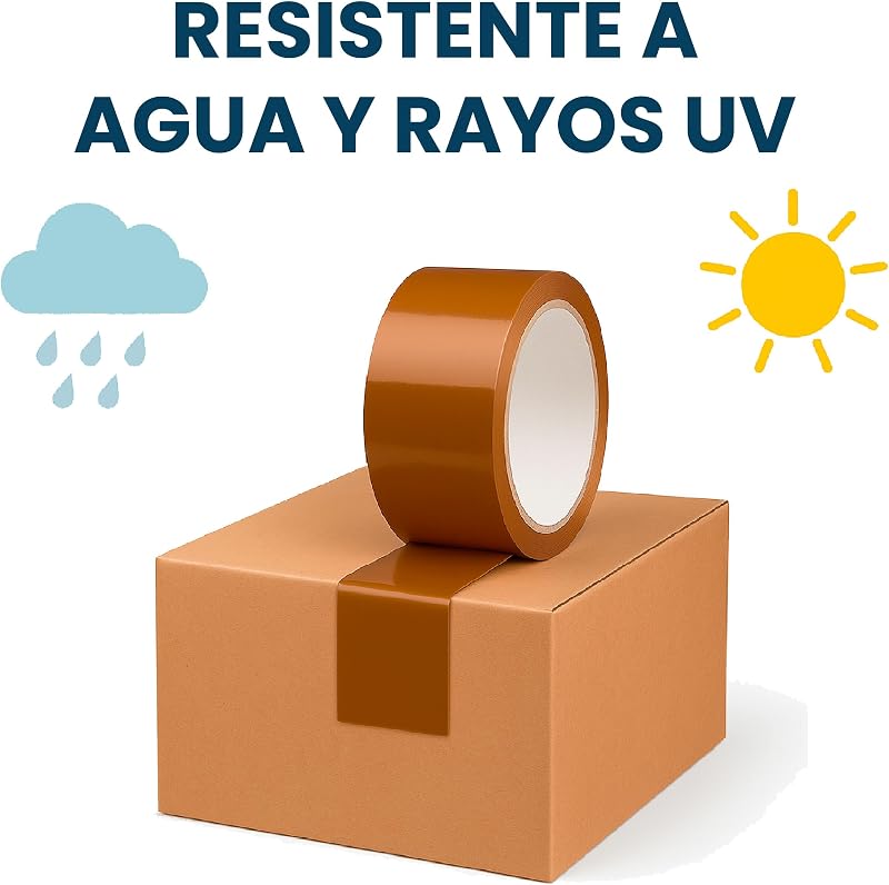 Fita adesiva castanha universal 48 mm x 60 metros - Embalar 6 unidades - Fita adesiva para caixas de cartão, vedação para transportar, armazenar, enviar e transportar caixas