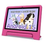 2025 Kids Tablet, 10.1 Inch Android 15 Tablet for Kids, 8+64GB Storage (1TB Expand), Octa-Core, WiFi 6, Pre-Installed Educational Apps, Parental Control, with EVA Protective Case, Eye Protection Mode
