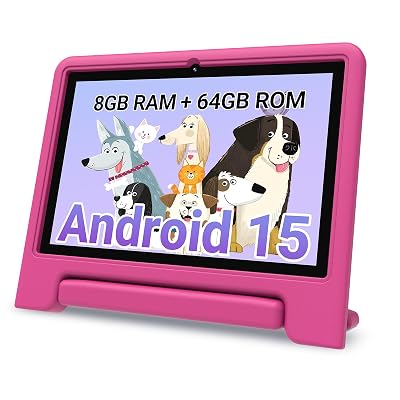 2025 Kids Tablet, 10.1 Inch Android 15 Tablet for Kids, 8+64GB Storage (1TB Expand), Octa-Core, WiFi 6, Pre-Installed Educational Apps, Parental Control, with EVA Protective Case, Eye Protection Mode