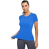 MathCat Seamless Workout Tops for Women, Short Sleeve Compression Athletic Shirts Soft Yoga Gym Tops