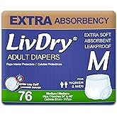 LivDry Adult Incontinence Underwear, Extra Absorbency Adult Diapers, Leak Protection, Medium, 76-Pack