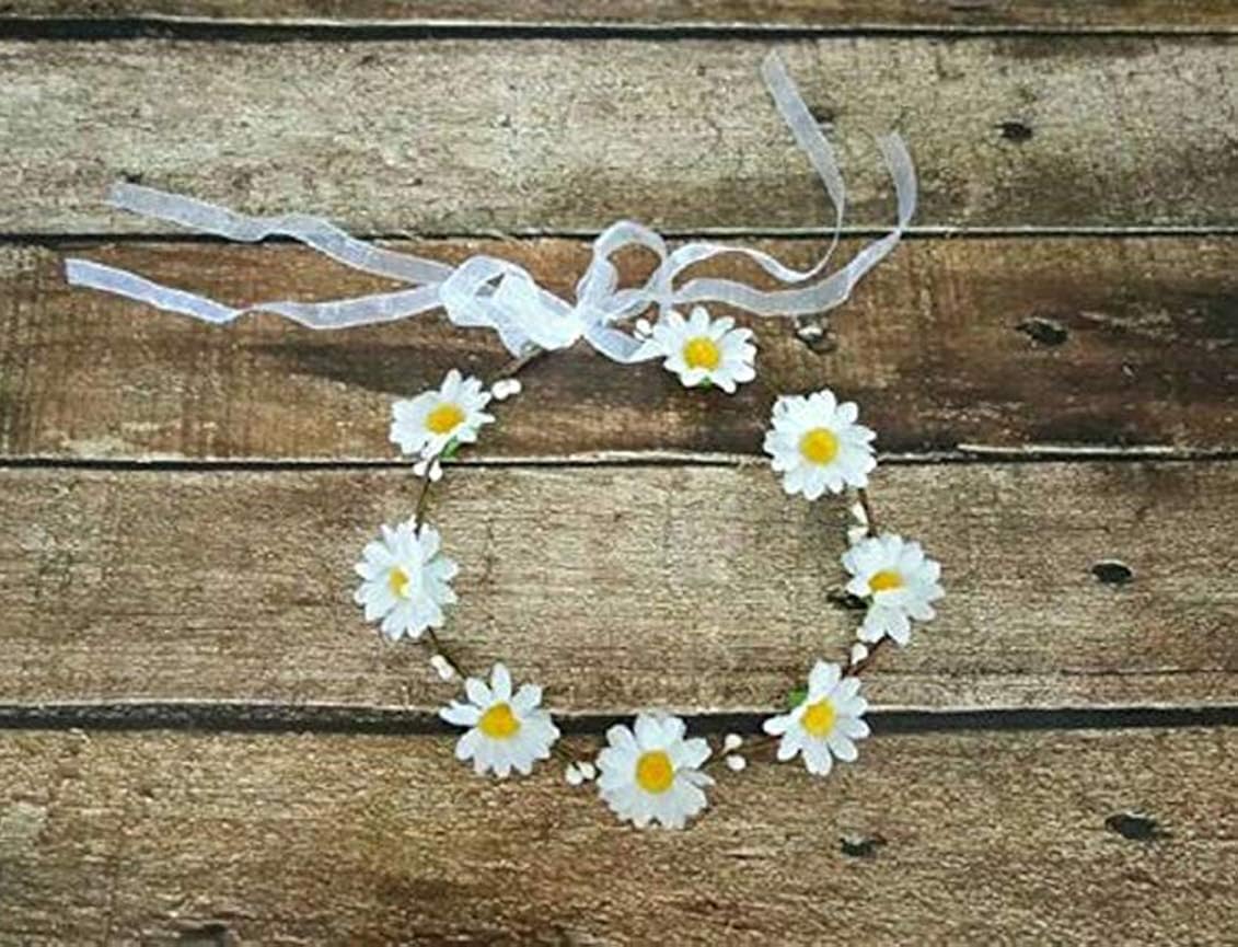 Merroyal Sunflower Crown Hair Wreath Bridal Headpiece Festivals Hair Band Photo Props (Sunflower Yellow) - Image 3