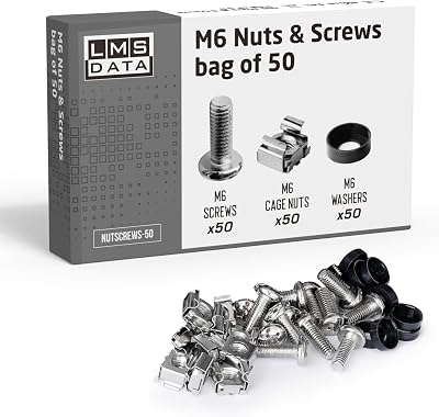 LMS Data M6 Cage Nuts Screws and Washers Set 50 Assortment Kit