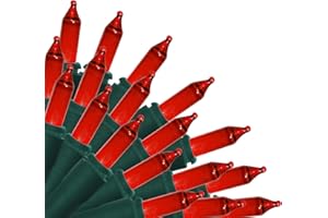 Brite Star 100 Count Mini String Christmas Lights, Red - 22 feet Indoor/Outdoor Christmas Tree Lights with Green Wire