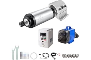 ZHONG HUA JIANG CNC Spindle Motor Kits, 220V 3KW 100mm Water Cooled Spindle Motor CNC motor +220V 3.7KW VFD+Clamp Mount +Water Pump+ Water pipe+ER20 Collet set + Drill bits+ wires+wrenches for CNC Router Machine